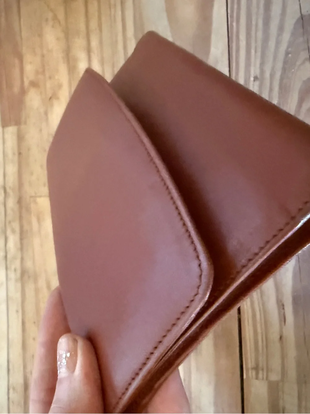 Coach Classic soft calfskin Leather Foldover Clutch Wallet - Brown tan